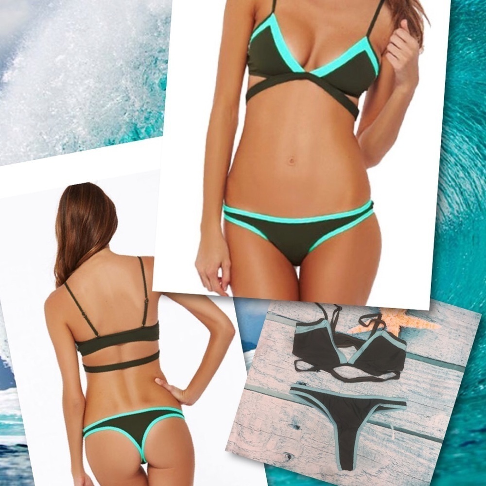 Wrap Color Block Bikini Swimsuit